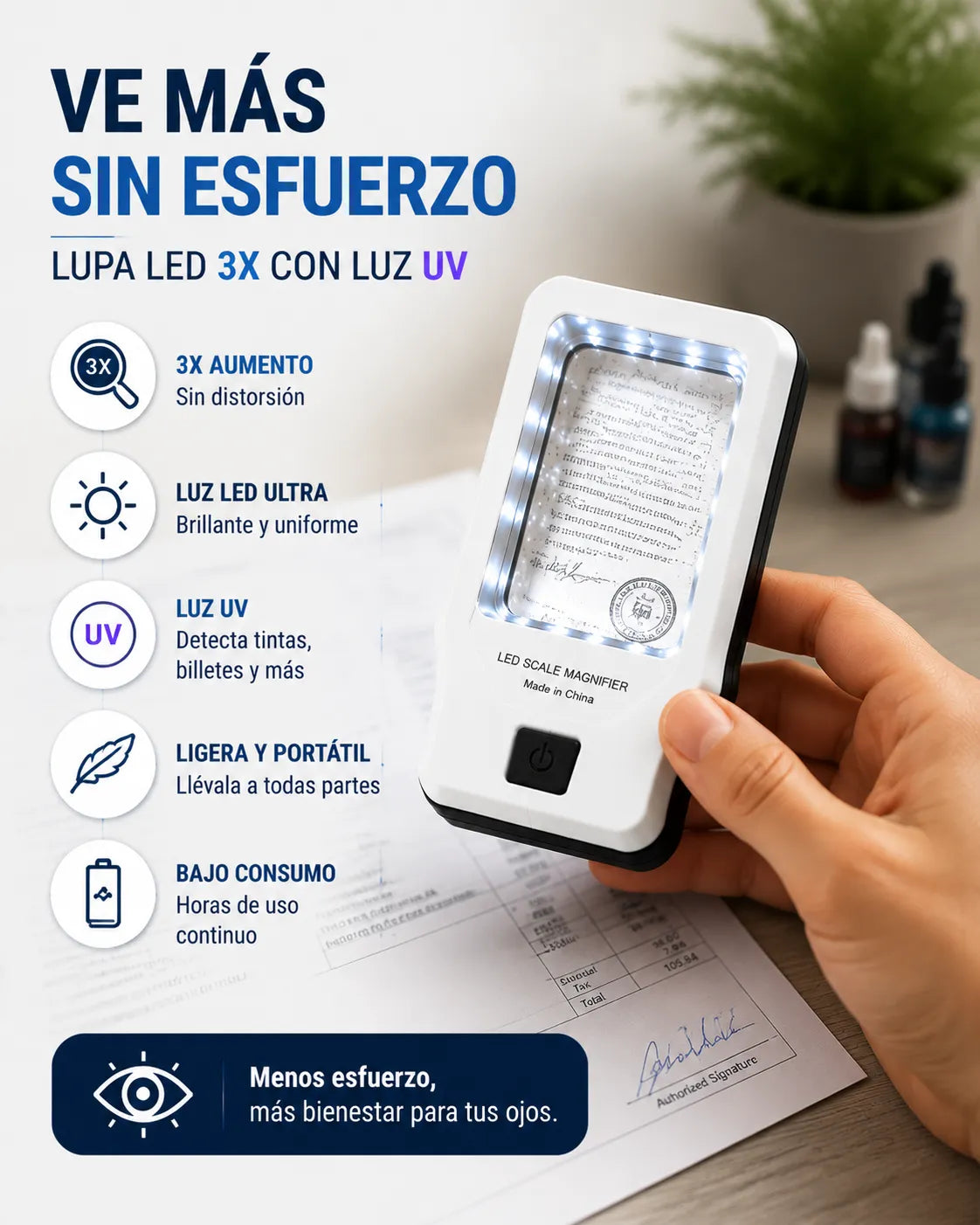 Lupa con luz Led para lectura